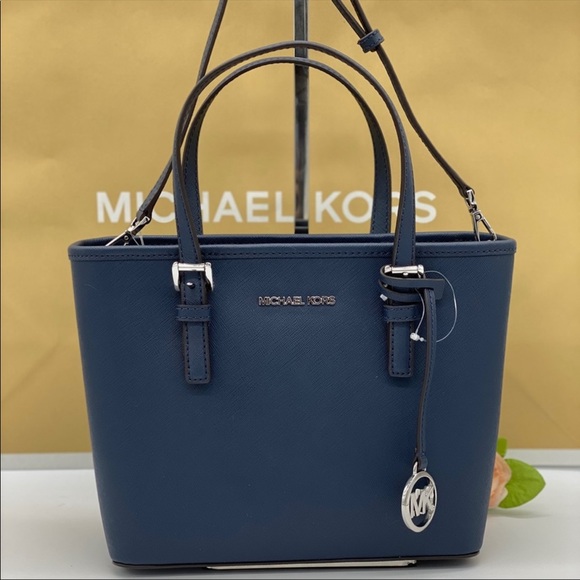 Michael Kors Handbags - MICHAEL KORS EXTRA-SMALL TOP-ZIP TOTE NAVY